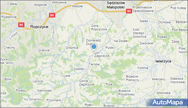 mapa Zagorzyce, Zagorzyce gmina Sędziszów Małopolski na mapie Targeo